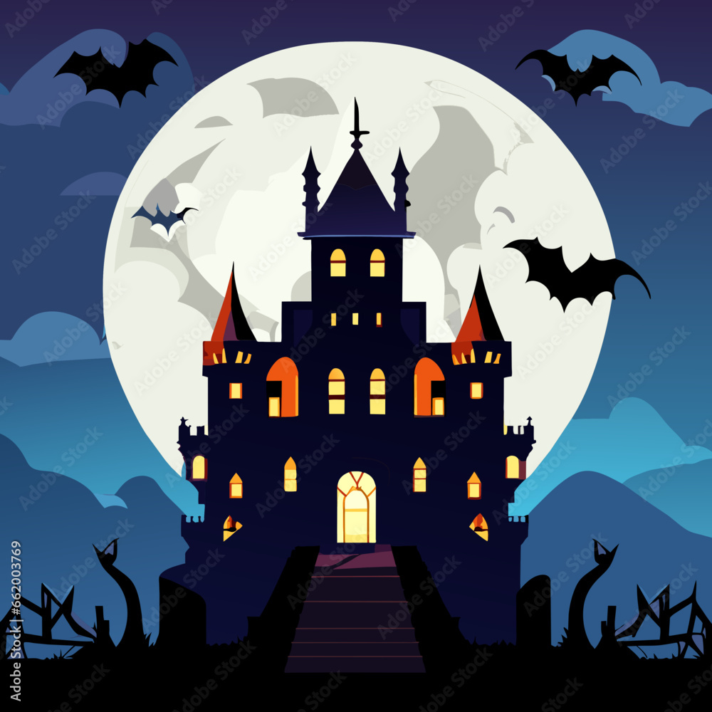 halloween background with haunted house