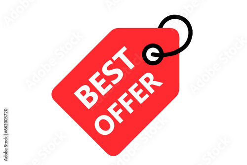 Best Offer red badge with ribbon vector design for you product , website , EPS10 banner isolated on white background.