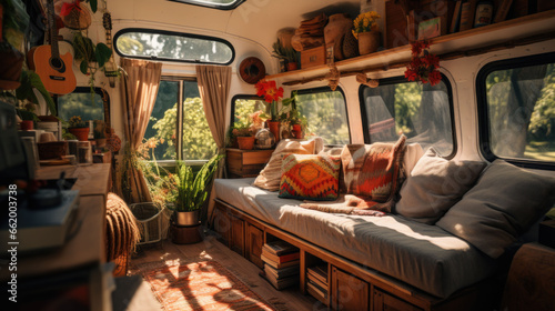 a comfortable mobile home. vanlife concept photo