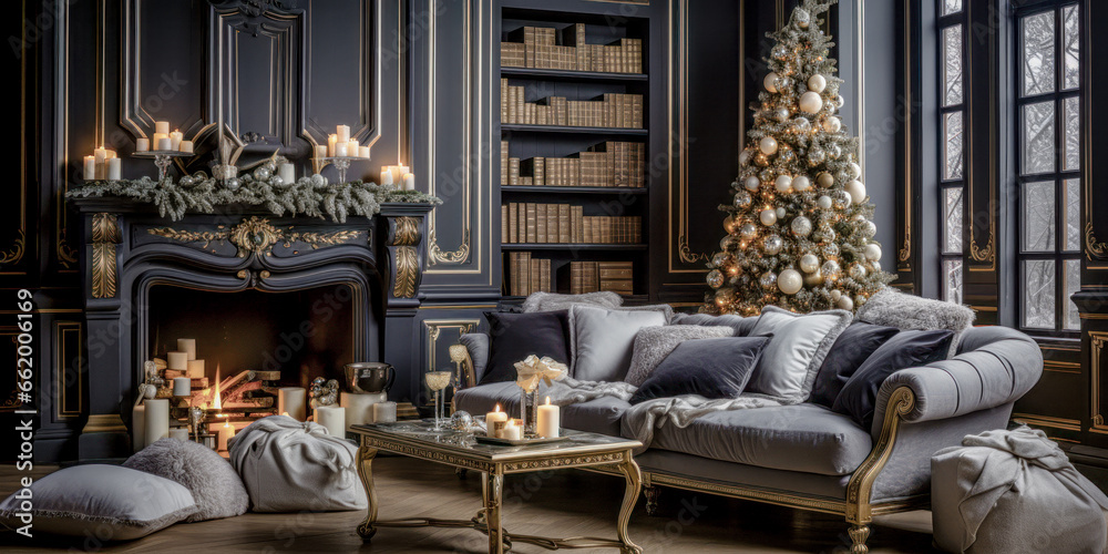 Christmas Decorated and Cozy Living Room in Luxury Apartment Wallpaper Background Digital Art Journal Poster Brainstorming Christmas Decorated and Cozy Living Room in Luxury Apartment Wallpaper Background Digital Art Journal Poster Brainstorming