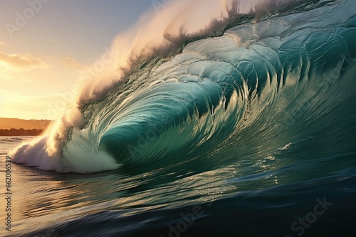 Awe-inspiring power of massive tsunami waves crashing in the ocean