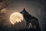 wolf howling at night,