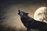 wolf howling at night,