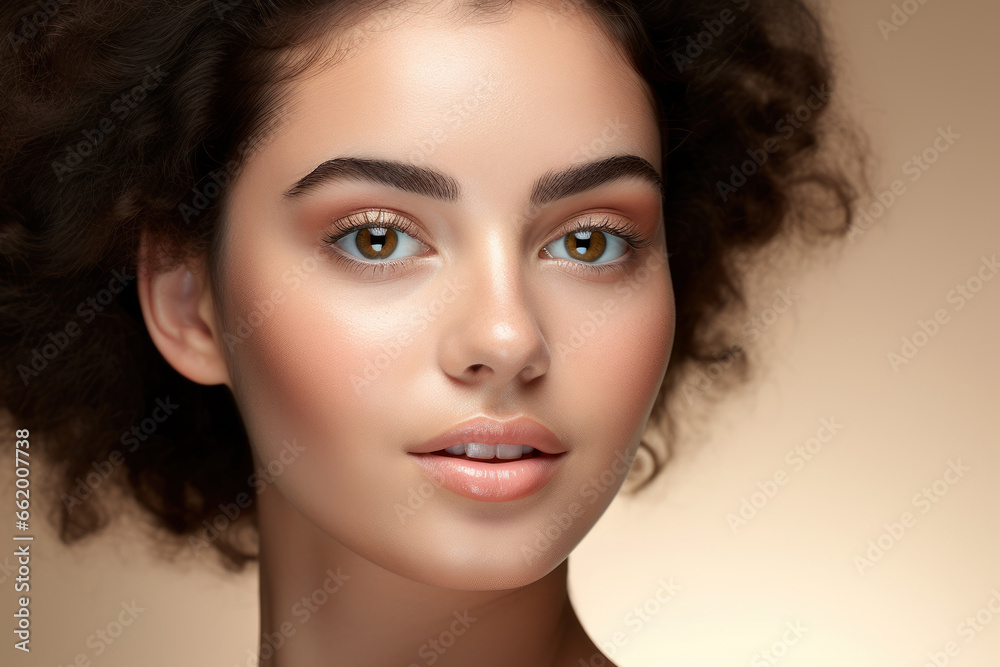 Beauty portrait of African American girl with afro hair. Beautiful black woman. Cosmetics, makeup and fashion Beauty portrait of African American girl with afro hair. Beautiful black woman. Cosmetics, makeup and fashion