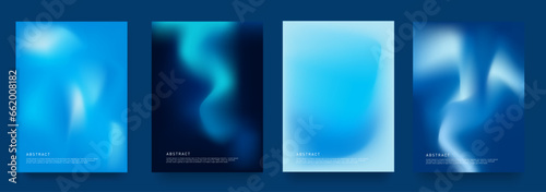 Set Abstract Pattern in Blue Color. Creative Fluid Gradient for Web, Social Media, Print, Posters, Banners, Placards, Covers. Modern Design Wavy Liquid Texture for Sport Template, Party, Xmas Festival