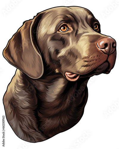 Detailed Illustration of a Chocolate Labrador Retriever with Gentle and Friendly Expression