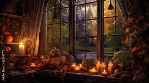 Candles in church. AI generated art illustration.