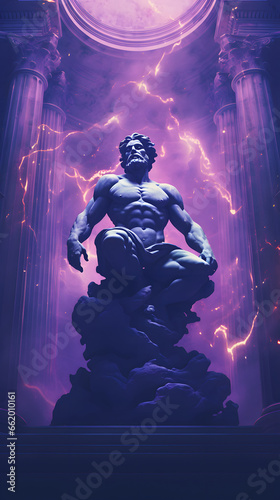 God Statue in Space God in Galaxy Atmosphere Stone Statue of God in Universe Old God in purple Space God in Heaven Sculpture of God