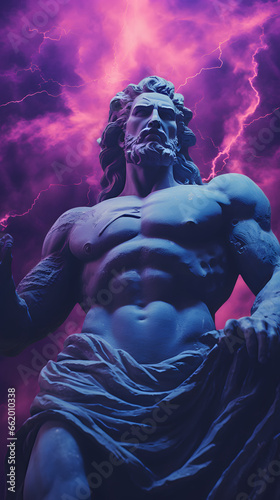 God Statue in Space God in Galaxy Atmosphere Stone Statue of God in Universe Old God in purple Space God in Heaven Sculpture of God