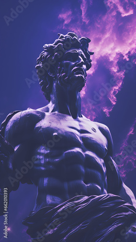 God Statue in Space God in Galaxy Atmosphere Stone Statue of God in Universe Old God in purple Space God in Heaven Sculpture of God