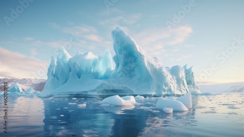 Majestic iceberg surrounded by smaller ice floes