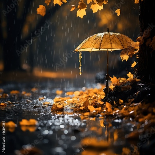 romantic rainy autumn background