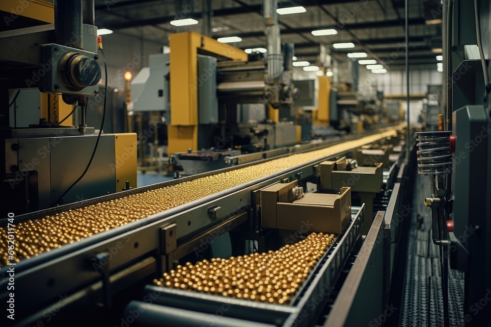 Manufacture of shells and cartridges on the assembly line of a military plant