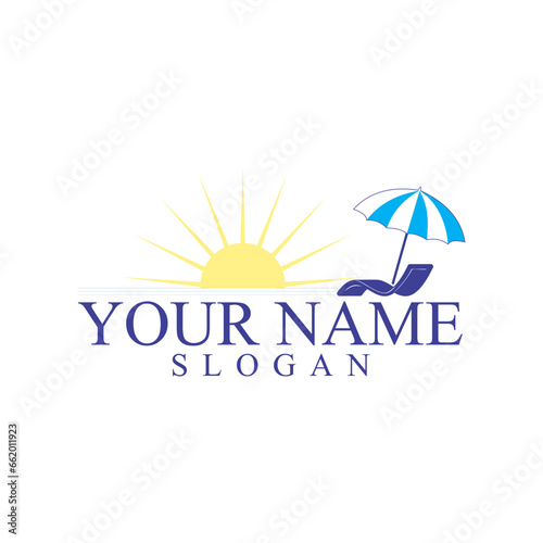 Beach and sun chairs are great for hospitality or swimming pool logos