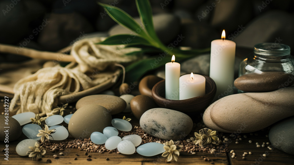 spa still life with candles created with Generative AI technology