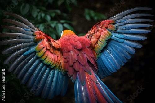 vibrant avian soaring, extended feathers, composed with. Generative AI © Aphrodite