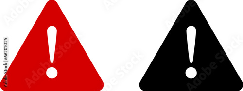 Obraz na płótnie Red and White Triangular Warning or Attention Caution Sign with Exclamation Mark Flat Icon Set