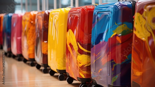 Colorful suitcases for long trips