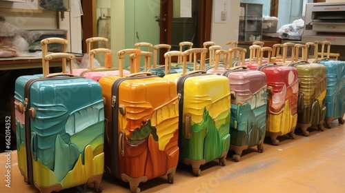 Colorful suitcases for long trips