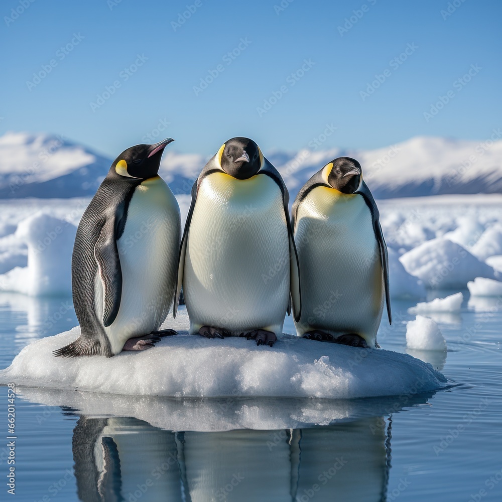 Obraz premium penguins waddling on ice floe