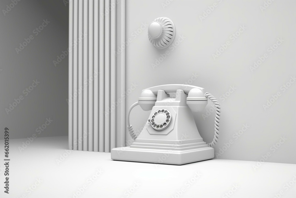 Mono telephone on a blank canvas. 3D render, clipped. Generative AI - obrazy, fototapety, plakaty 