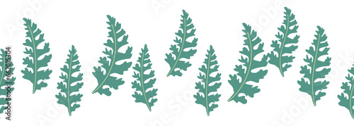 Leaves decorative  algae horizontal border seamless pattern