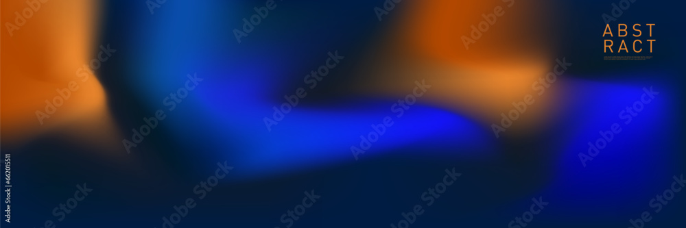 Modern Design Gradient Wave in Blue, Gold, Orange Color. Abstract Art Liquid Water Texture for Web, Social Media, Posters, Banners, Covers. Creative Backdrop for Sport, Music, Party, Xmas Festival.