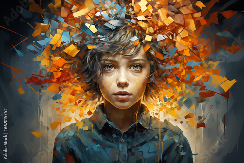 Illustration of Mind of a girl with Autism Spectrum Disorder