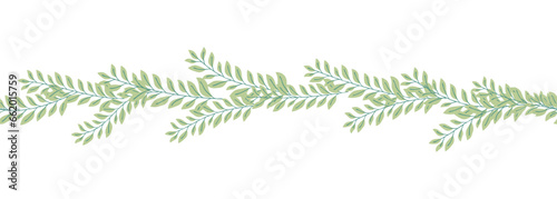 Leaves decorative, algae horizontal border seamless pattern