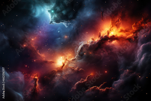 A colorful nebula in deep space, illustrating the awe-inspiring beauty of the universe. Concept of celestial wonders. Generative Ai. © Sebastian