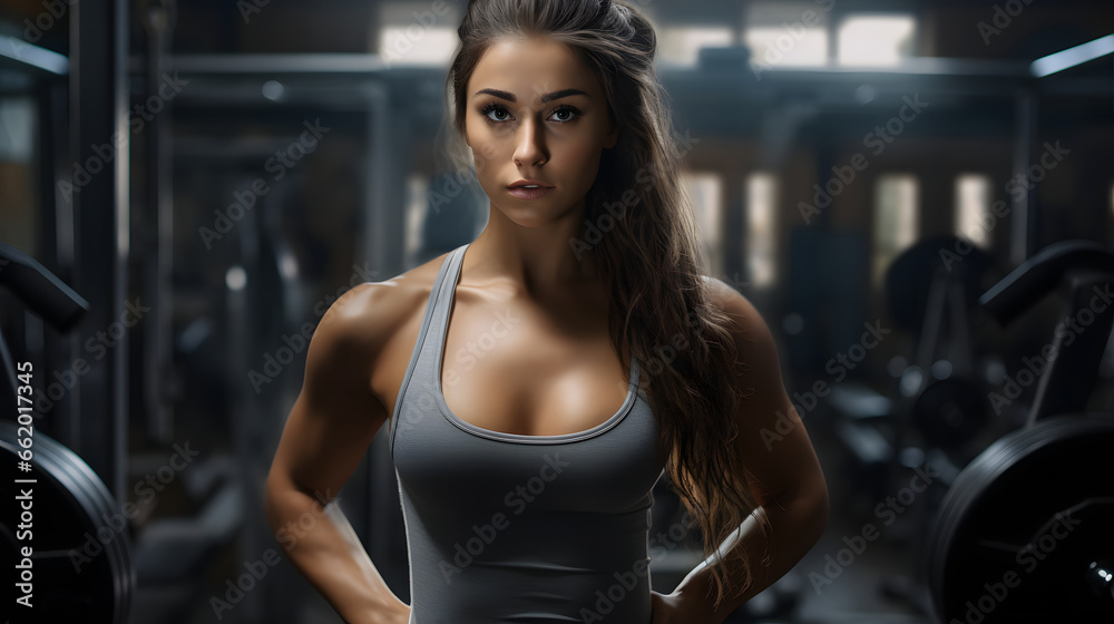 Gym Girl Training Woman at the Gym with Gym Outfit. Woman Training with Weights Bodybuilding Powerlifting