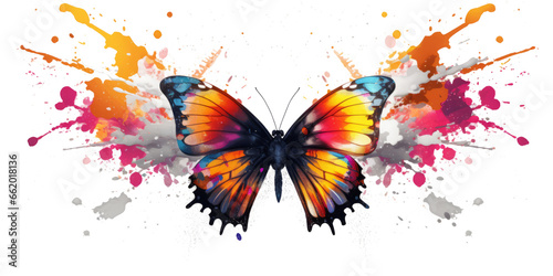 Abstract closeup butterfly vector isolated on transparent background. © JKLoma