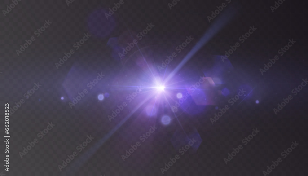 Obraz premium Bright light effect with rays and glare shines with blue light for vector illustration.