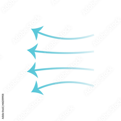 Wind direction arrows and air flow illustration. 