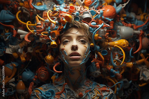 Illustration of a mind of a person with Obsessive Compulsive Disorder (OCD)