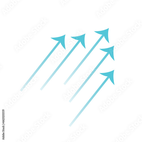 Wind direction arrows and air flow illustration. 