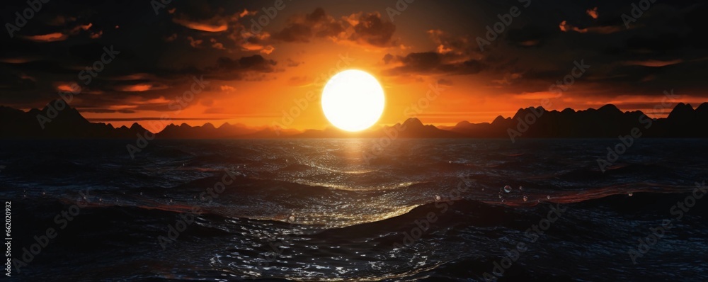 Amazing solar eclipse in the caribbean sea , AI generator - obrazy, fototapety, plakaty 