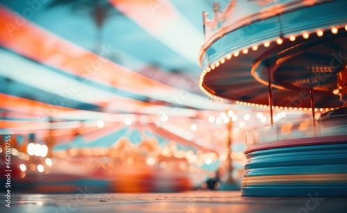 a blurry background of the fairground ride © olegganko