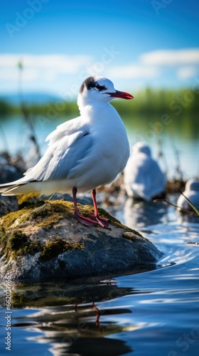 Arctic terns resting on floating ice floe