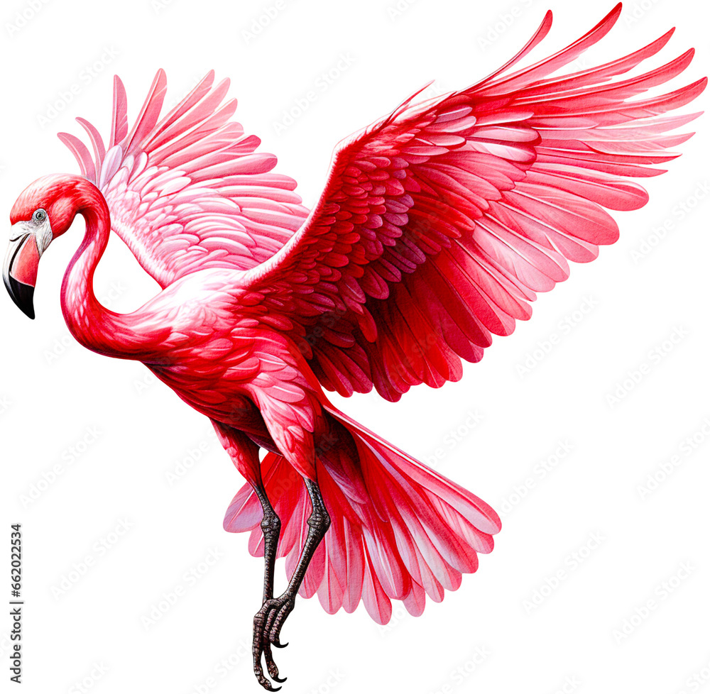 Fototapeta premium pink flying flamingo