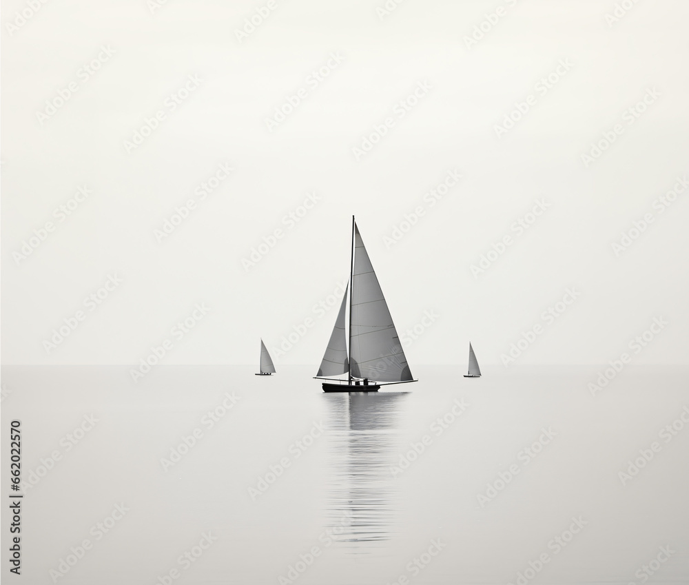 Serene Sailboats on Calm Reflective Water