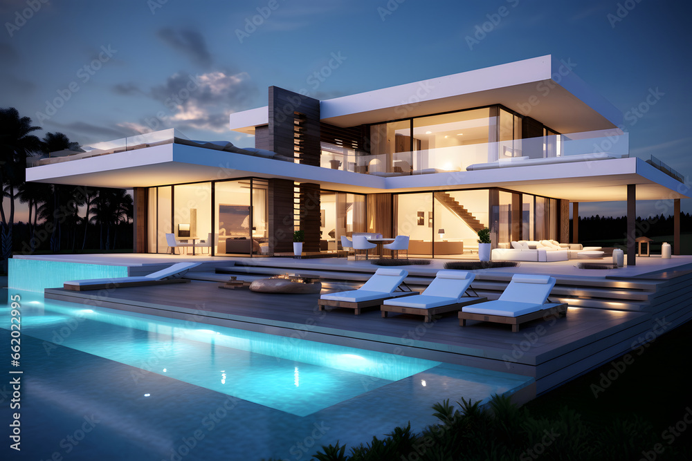 Fototapeta premium Villa mit Pool