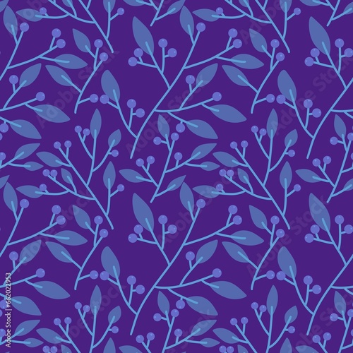 Wallpaper Mural Floral seamless berries and leaves and branches pattern for wrapping paper and fabrics and linens and kids Torontodigital.ca