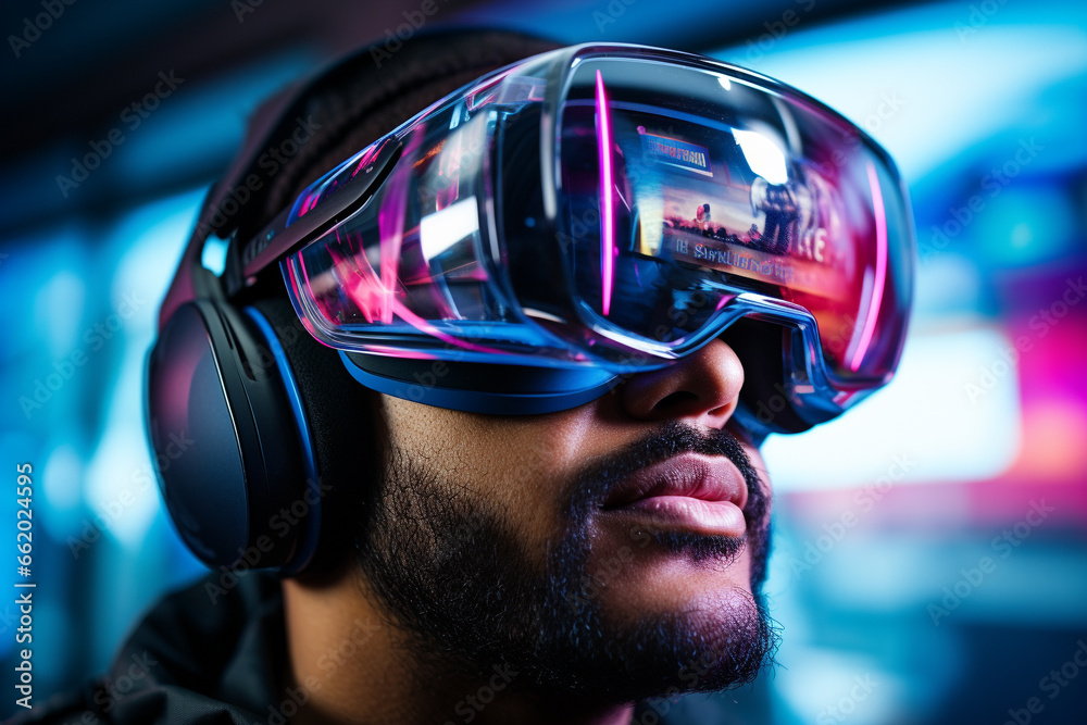 VR glasses. helmet device that allows you to partially immerse yourself in the world of virtual reality, creating visual and acoustic effect of being present in a space defined by a control device VR glasses. helmet device that allows you to partially immerse yourself in the world of virtual reality, creating visual and acoustic effect of being present in a space defined by a control device