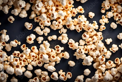 Popcorn isolated on black background 
