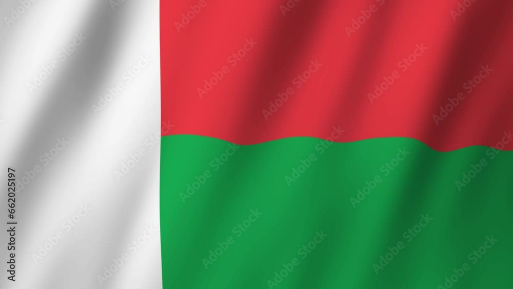Madagascar Flag. National 3d Madagascar flag waving. Flag of Madagascar footage video waving in wind. Flag of Madagascar 4K Animation Madagascar Flag. National 3d Madagascar flag waving. Flag of Madagascar footage video waving in wind. Flag of Madagascar 4K Animation