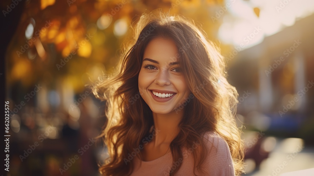 Portrait of a young, smiling, and cheerful woman Portrait of a young, smiling, and cheerful woman