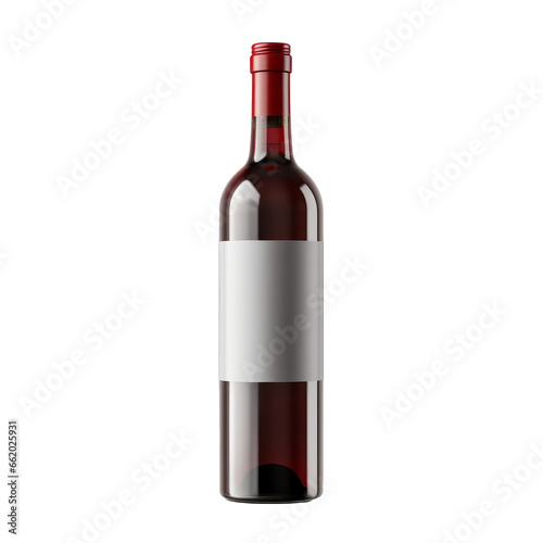 red wine bottle with white label isolated on transparent  red wine bottle with white label isolated on transparent background.generative ai