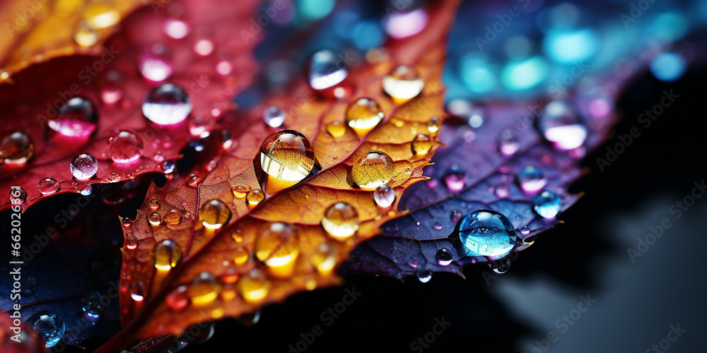Schöne bunte Blumen in abstrakter futuristischer Kunst mit Wassertropfen als Hintergrund für Webdesign und Drucksachen als Vorlage in Querformat für Banner, ai generativ Schöne bunte Blumen in abstrakter futuristischer Kunst mit Wassertropfen als Hintergrund für Webdesign und Drucksachen als Vorlage in Querformat für Banner, ai generativ
