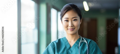 Asian Female Medical Assistant Occupation Lifestyle Background Generative AI